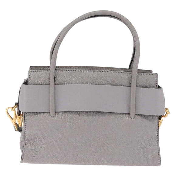 Miu Miu Madras Hand Bag Leather 2way Gray Gold Auth 214055V