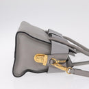 Miu Miu Madras Hand Bag Leather 2way Gray Gold Auth 214055V-4