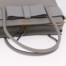 Miu Miu Madras Hand Bag Leather 2way Gray Gold Auth 214055V-7