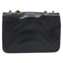 CHANEL Chain Shoulder Bag Lamb Skin Black Gold CC Auth 214056V-3