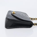 CHANEL Chain Shoulder Bag Lamb Skin Black Gold CC Auth 214056V-4