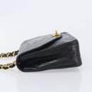 CHANEL Chain Shoulder Bag Lamb Skin Black Gold CC Auth 214056V-5