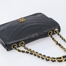 CHANEL Chain Shoulder Bag Lamb Skin Black Gold CC Auth 214056V-6