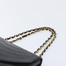 CHANEL Chain Shoulder Bag Lamb Skin Black Gold CC Auth 214056V-8