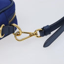PRADA Shoulder Bag Nylon Blue Gold Auth 214058A-10