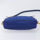 PRADA Shoulder Bag Nylon Blue Gold Auth 214058A-11