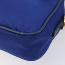 PRADA Shoulder Bag Nylon Blue Gold Auth 214058A-12