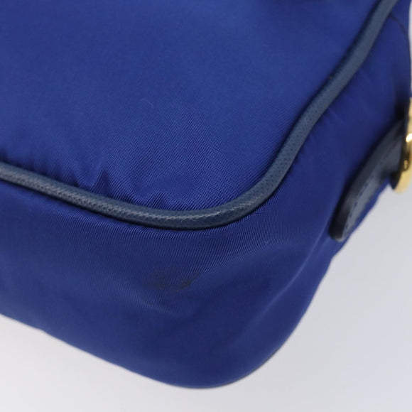 PRADA Shoulder Bag Nylon Blue Gold Auth 214058A