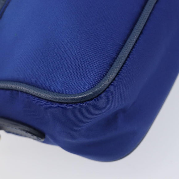 PRADA Shoulder Bag Nylon Blue Gold Auth 214058A