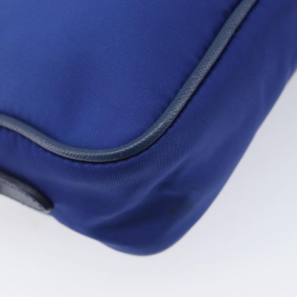 PRADA Shoulder Bag Nylon Blue Gold Auth 214058A