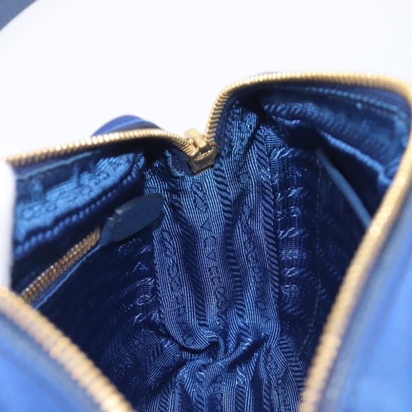 PRADA Shoulder Bag Nylon Blue Gold Auth 214058A