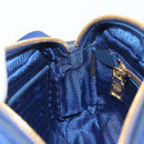 PRADA Shoulder Bag Nylon Blue Gold Auth 214058A-23