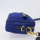 PRADA Shoulder Bag Nylon Blue Gold Auth 214058A-4