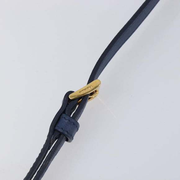 PRADA Shoulder Bag Nylon Blue Gold Auth 214058A