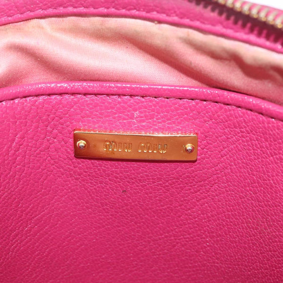 Miu Miu Madras Shoulder Bag Leather Pink Gold Auth 214059A