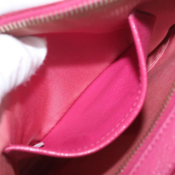 Miu Miu Madras Shoulder Bag Leather Pink Gold Auth 214059A