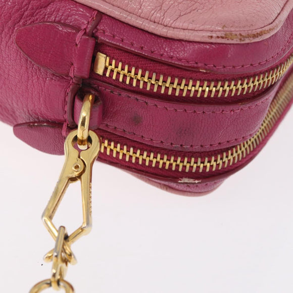 Miu Miu Madras Shoulder Bag Leather Pink Gold Auth 214059A