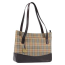 BURBERRY Nova Check Tote Bag Canvas Beige Gold Auth 214063V-1