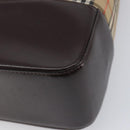 BURBERRY Nova Check Tote Bag Canvas Beige Gold Auth 214063V-12