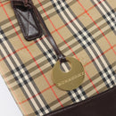 BURBERRY Nova Check Tote Bag Canvas Beige Gold Auth 214063V-14