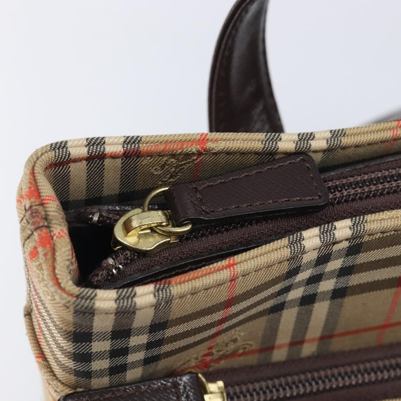 BURBERRY Nova Check Tote Bag Canvas Beige Gold Auth 214063V