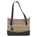 BURBERRY Nova Check Tote Bag Canvas Beige Gold Auth 214063V-2