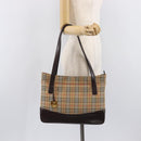 BURBERRY Nova Check Tote Bag Canvas Beige Gold Auth 214063V-25