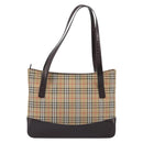 BURBERRY Nova Check Tote Bag Canvas Beige Gold Auth 214063V-3