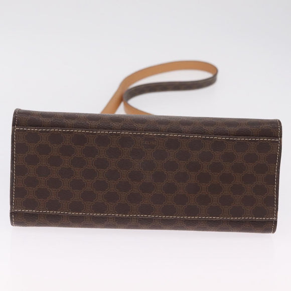 CELINE Macadam Hand Bag PVC 2way Brown Gold Auth 214088V