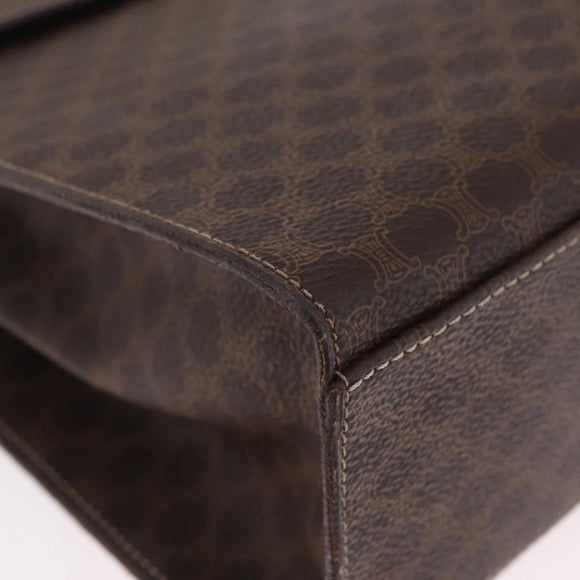 CELINE Macadam Hand Bag PVC 2way Brown Gold Auth 214088V