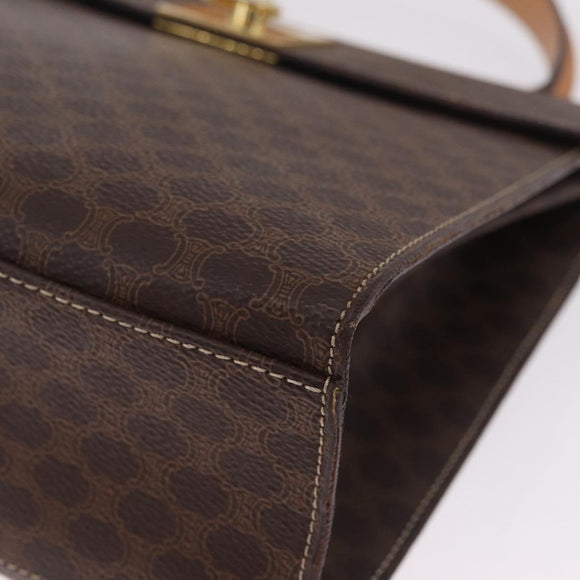 CELINE Macadam Hand Bag PVC 2way Brown Gold Auth 214088V