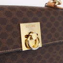 CELINE Macadam Hand Bag PVC 2way Brown Gold Auth 214088V-16