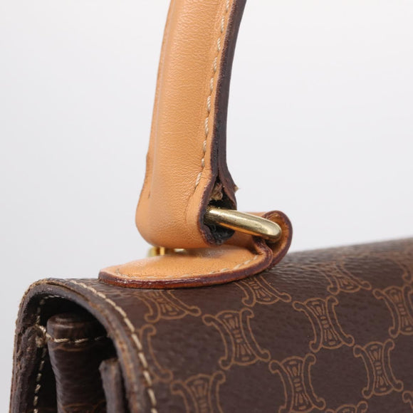 CELINE Macadam Hand Bag PVC 2way Brown Gold Auth 214088V