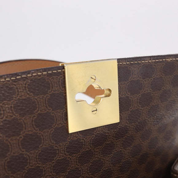 CELINE Macadam Hand Bag PVC 2way Brown Gold Auth 214088V