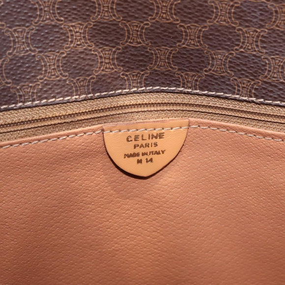 CELINE Macadam Hand Bag PVC 2way Brown Gold Auth 214088V
