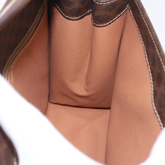 CELINE Macadam Hand Bag PVC 2way Brown Gold Auth 214088V