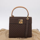 CELINE Macadam Hand Bag PVC 2way Brown Gold Auth 214088V-27