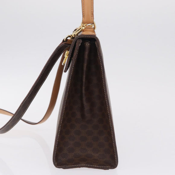 CELINE Macadam Hand Bag PVC 2way Brown Gold Auth 214088V