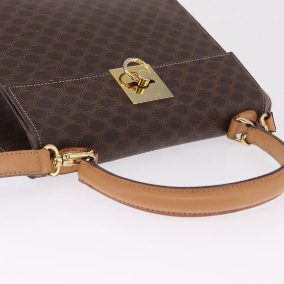 CELINE Macadam Hand Bag PVC 2way Brown Gold Auth 214088V