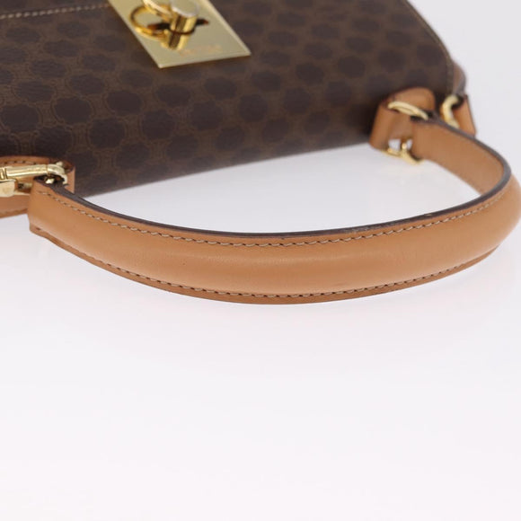 CELINE Macadam Hand Bag PVC 2way Brown Gold Auth 214088V