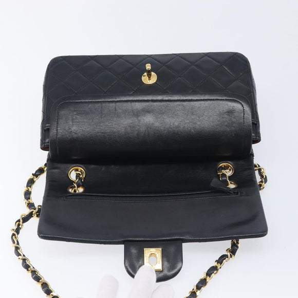 CHANEL Matelasse23 Chain Shoulder Bag Lamb Skin Black Gold CC Auth 214092SAM