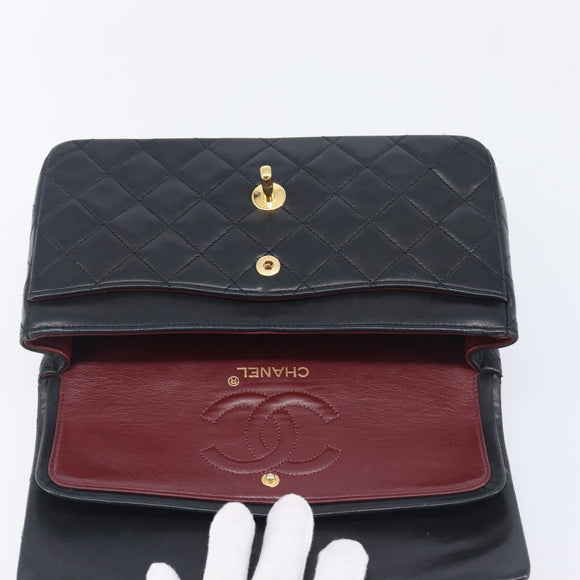 CHANEL Matelasse23 Chain Shoulder Bag Lamb Skin Black Gold CC Auth 214092SAM