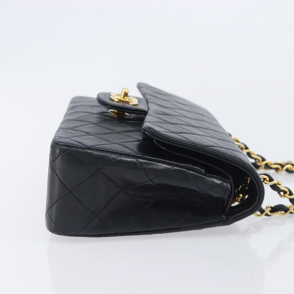 CHANEL Matelasse23 Chain Shoulder Bag Lamb Skin Black Gold CC Auth 214092SAM