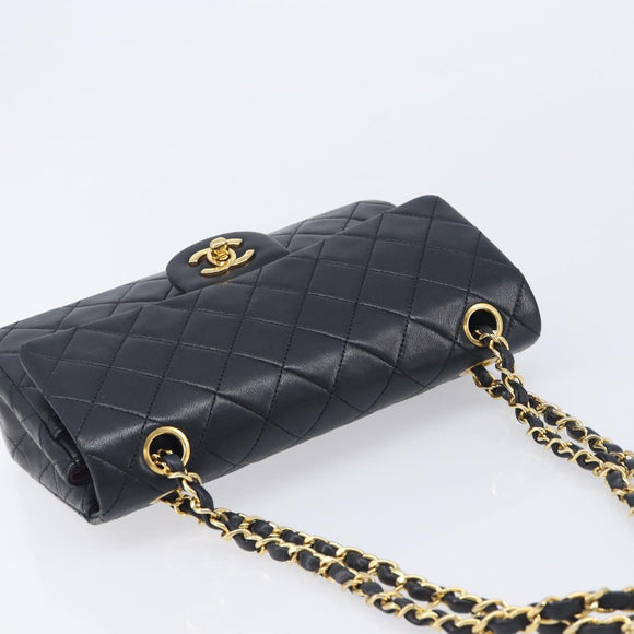 CHANEL Matelasse23 Chain Shoulder Bag Lamb Skin Black Gold CC Auth 214092SAM