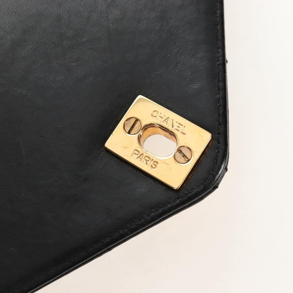 CHANEL Matelasse Chain Shoulder Bag Lamb Skin Black Gold CC Auth 214100SAM