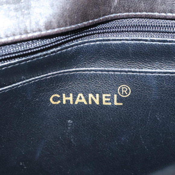 CHANEL Matelasse Chain Shoulder Bag Lamb Skin Black Gold CC Auth 214100SAM