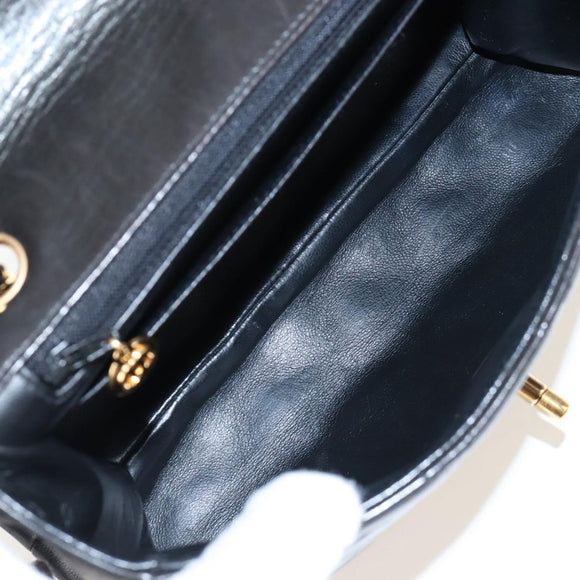 CHANEL Matelasse Chain Shoulder Bag Lamb Skin Black Gold CC Auth 214100SAM