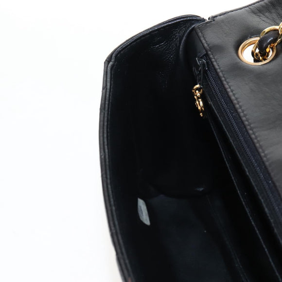 CHANEL Matelasse Chain Shoulder Bag Lamb Skin Black Gold CC Auth 214100SAM