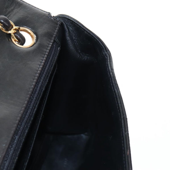 CHANEL Matelasse Chain Shoulder Bag Lamb Skin Black Gold CC Auth 214100SAM