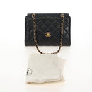 CHANEL Matelasse Chain Shoulder Bag Lamb Skin Black Gold CC Auth 214100SAM-31